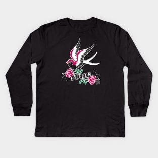 Freedom Swallow Tattoo Kids Long Sleeve T-Shirt